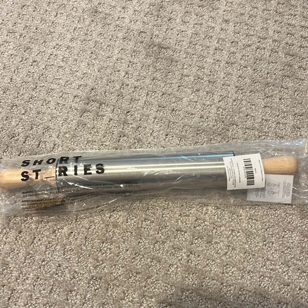 Short Stories Metal & Wood Rolling Pin